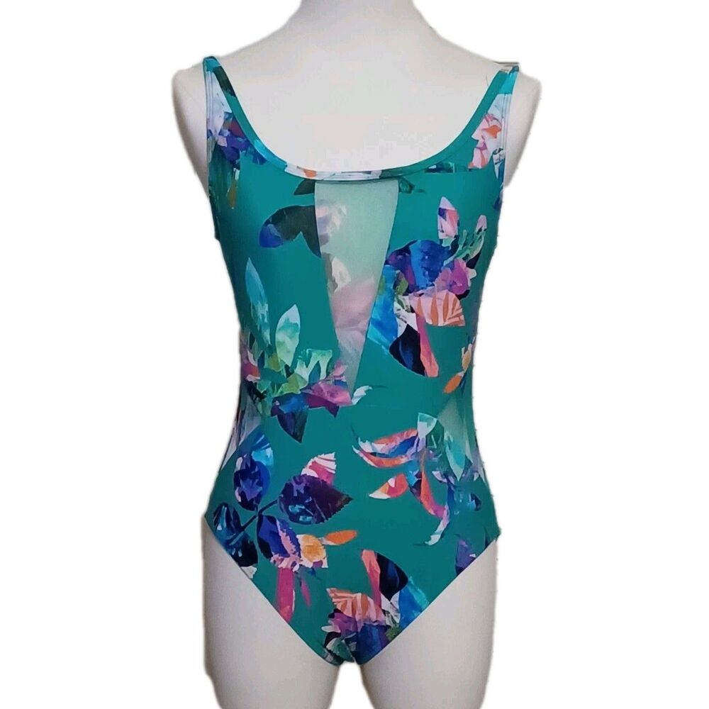 La Blanca Tummy Control Havana Tropics Mesh Floral Swimsuit Green Size 8